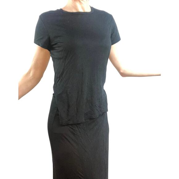 A.L.C. short sleeve black maxi dress small shirt dress - Picture 3 of 11